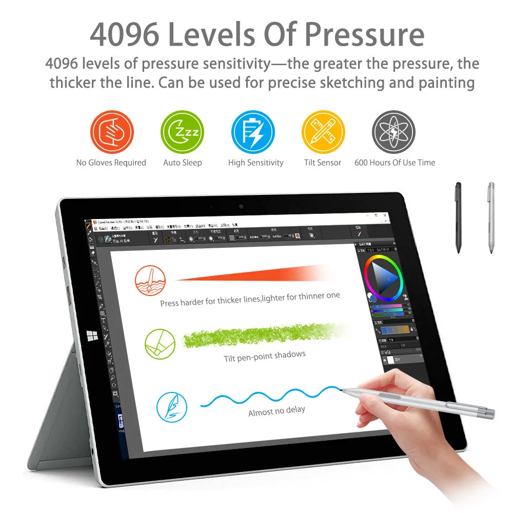 Touch Stilo Pen Per Microsoft Surface 4096 Pressione Palm Rejection Compatibile New Surface Pro 9 8 7 6 5 Laptop Book Pencil Pen