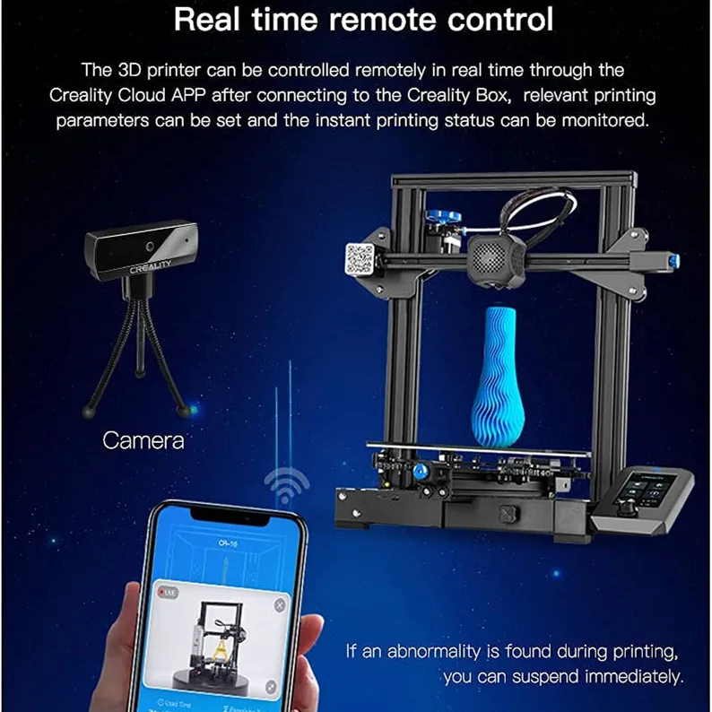 Módulo wi-fi Creality Wifi Caixa 3d Kit Inteligente com Câmera Web Nuvem Fatia Controle Remoto sem Fio Real-tempo de Monitoramento 3d Peças de Impressora - Imagem 3