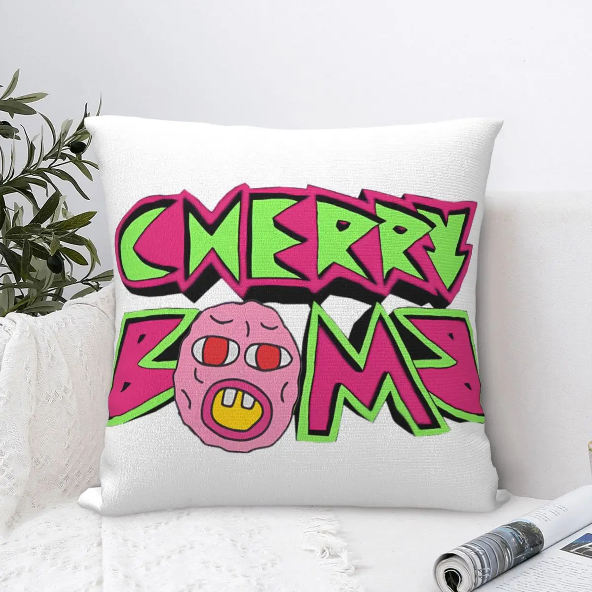 

Cherry Bomb Square Pillow Case for Sofa Throw Pillow
