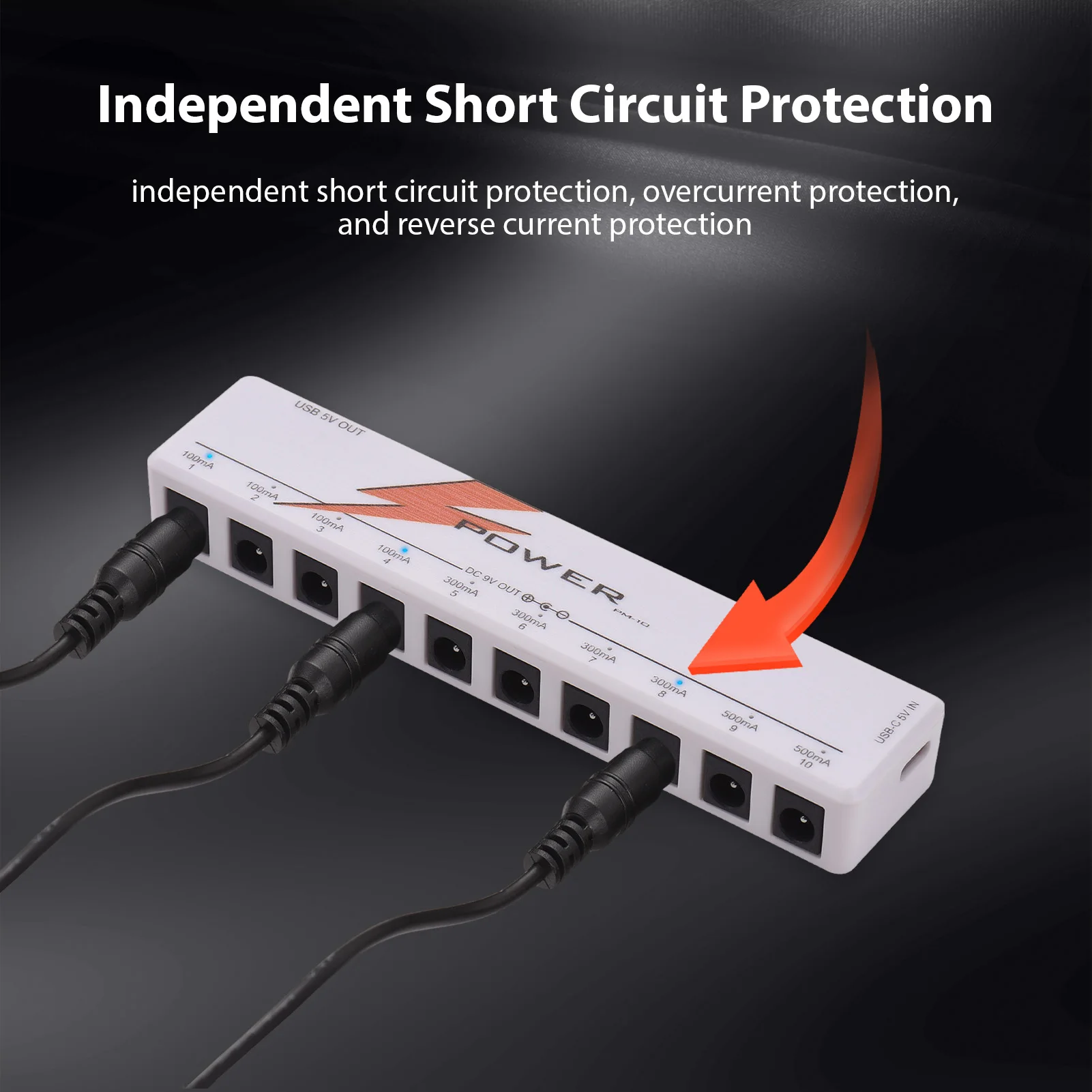 10-Channel Guitar Pedal Power with Independent Short Circuit Protection LED Power Indicator Pedal for Guitar Effect