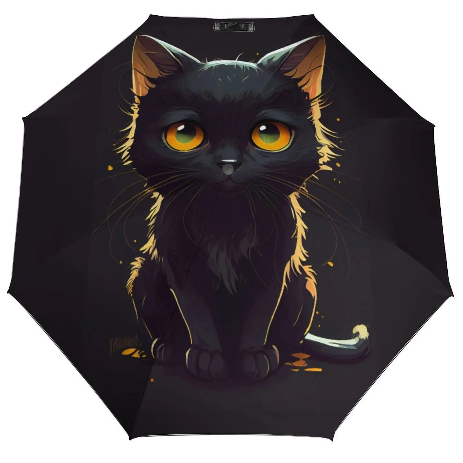 

Милый котенок, 8 ребер, зонтик, дождевик, черное пальто, зонты, водонепроницаемый портативный автоматический зонтик