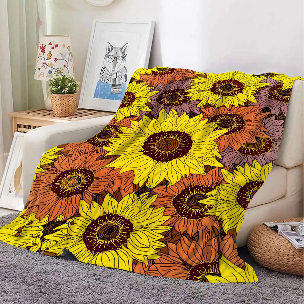 

CLOOCL Blanket Watercolor Sunflower Pattern 3D Printed Blanket Throws on Sofa Bed Home Bedspread Travel Blanket Home Textile
