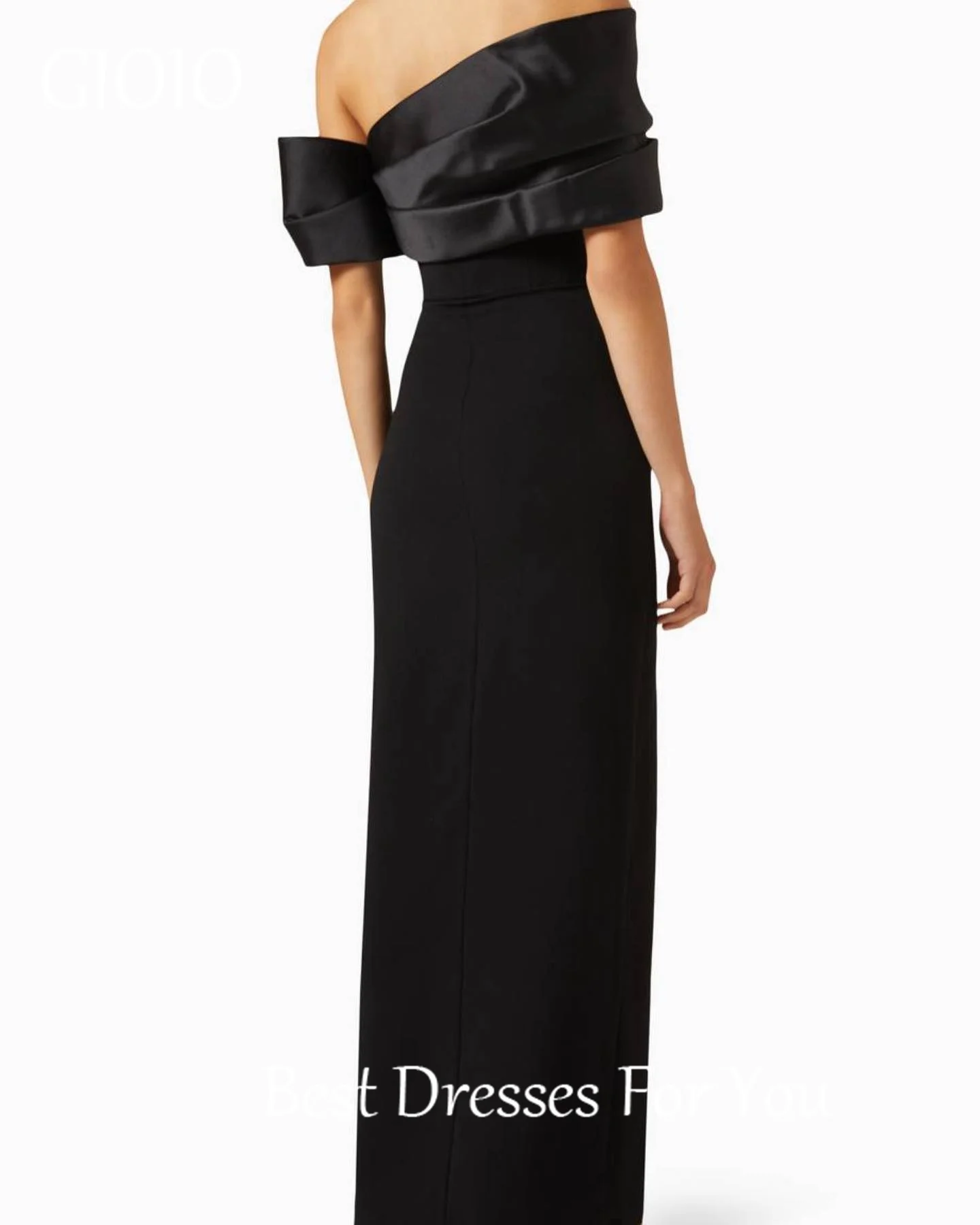 Women Prom Dresses Off Shoulder Black Short Sleeves