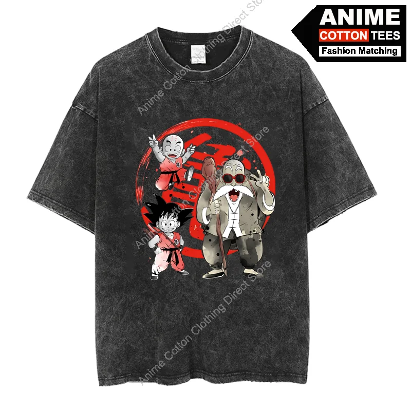

Классическая футболка с мультяшным Аниме Драконий жемчуг Гоку и Роши и кулилилинь Футболка с принтом Y2k Харадзюку повседневные свободные хлопковые футболки унисекс