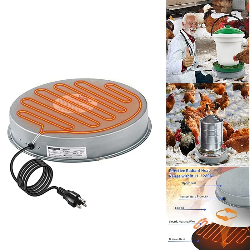 

Poultry Waterer Heated Base, Chicken Water Heater 125 Watt Winter De-Iker Heated Base, Pet Water Heater Durable