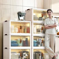 Modern Plastic Kitchen Cabinets Home Furniture Floor Multi-layer Foldable Storage Cabinet Livingroom Multifunction Storage Box p 1