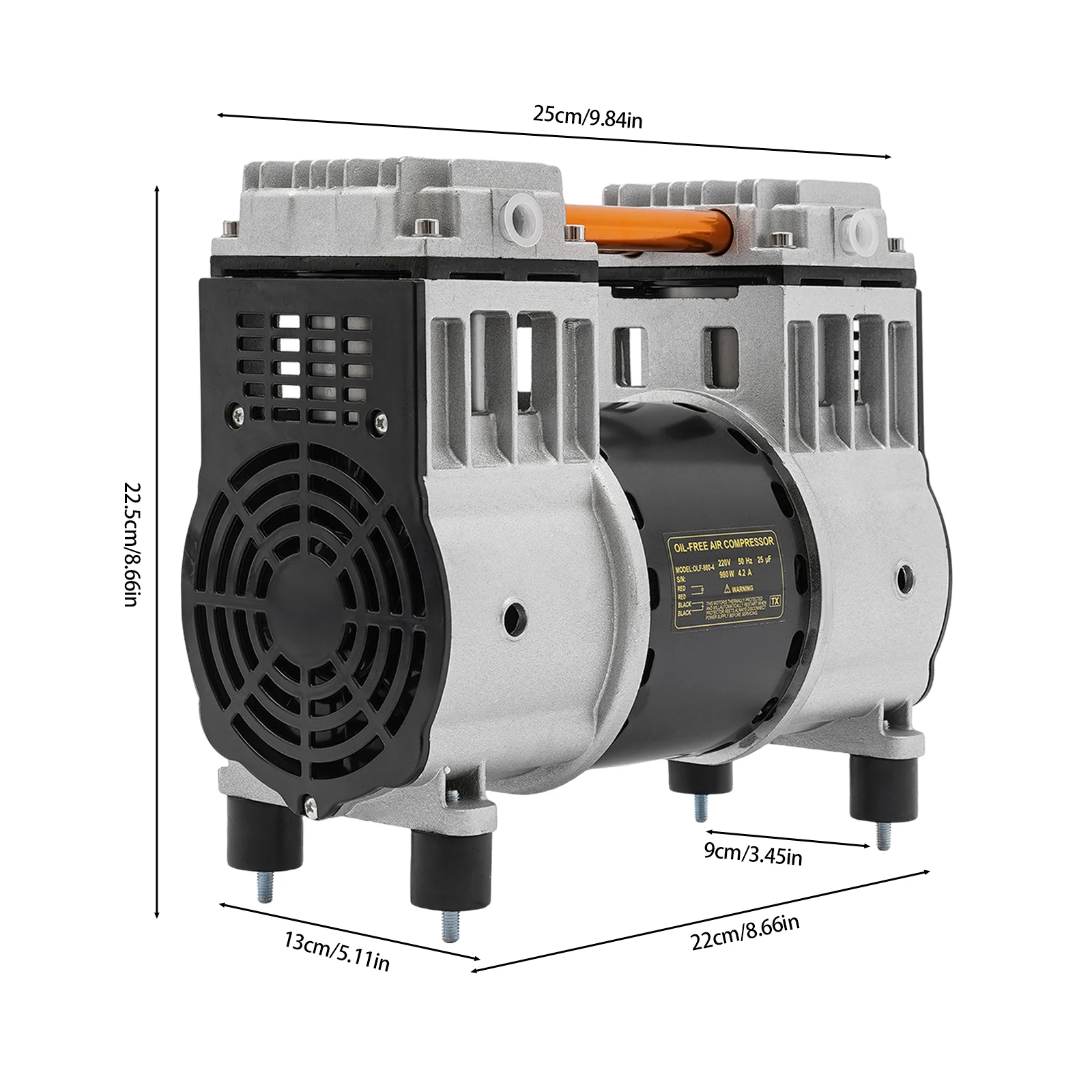 980W/1500W Luftkompressor-Pumpenkopf 0,7Mpa Luftkompressor-Pumpenkopf mit Kondensatorleitung, Geräuscharm, Überhitzungsschutz 1380 U/min – Detail 2