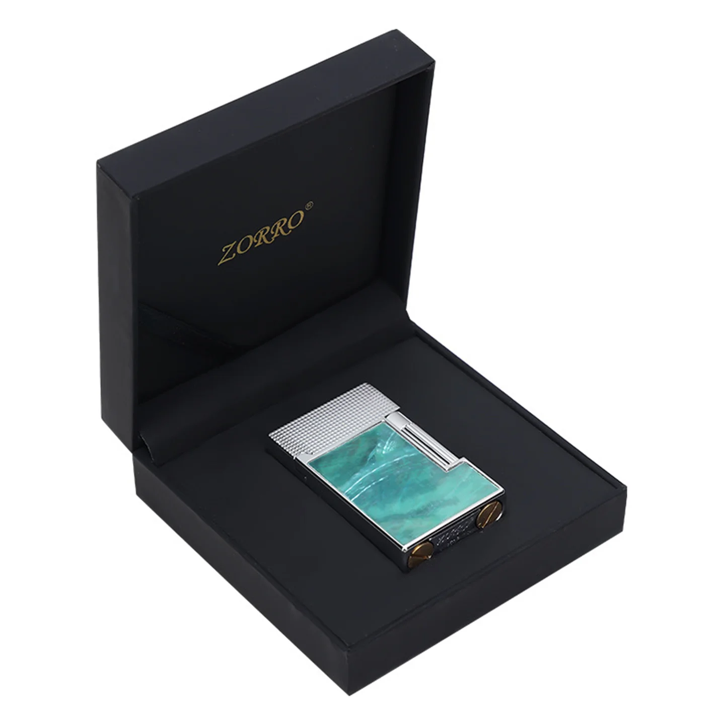 Resin Colored Shell & Zinc Alloy Kerosene Lighter Sideslip Strike Men's Gift With Accessory Box / Wick / Flint Cotton
