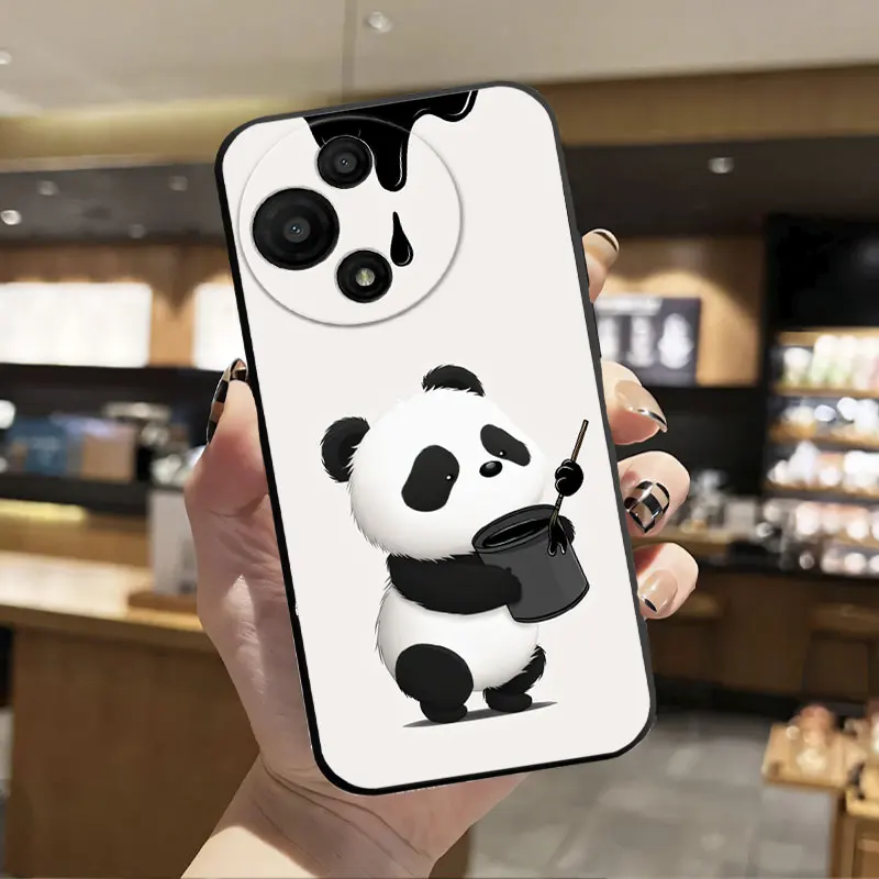 Fashion Print Black Silicone Phone Case - Soft Protective Cover