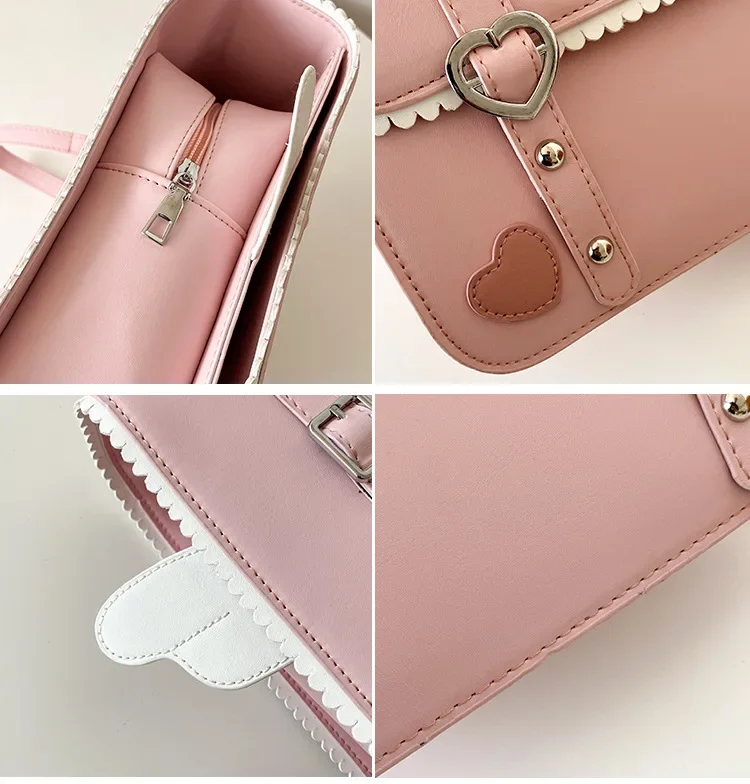 2024 New Fashion Japanese Sweet PU Backpack Preppy School Style Cute Satchels Sweet Heart Uniform Crossbody Bags Teenage Girls