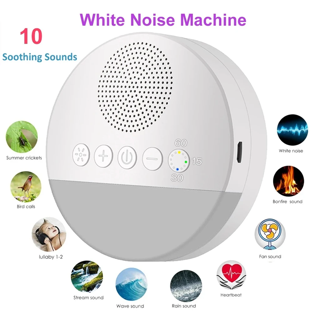 White Noise Sound Machine 10 Soothing Nature Soundscapes Portable Relaxation Therapy Device, Wellness Meditation Sleep Aid Timer