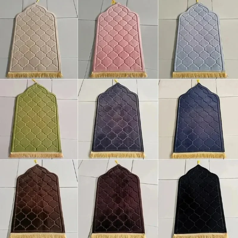 매트 순례 담요 미끄럼 방지 부드러운 휴대용 여행 기도 장소, 라마단 홈 카펫, 플란넬 누르면 꽃 담요 기도