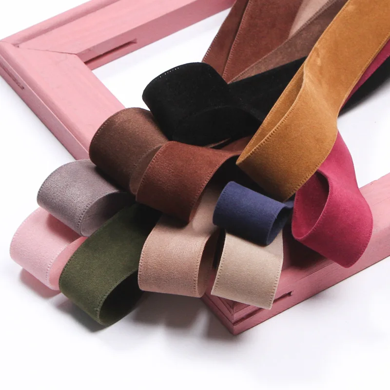 5 Yards/Roll 25 38mm Solid Color Double Face Suede Blank Pressing Velvet Ribbon for DIY Bows for Crafts Clothing Accessories ribbon decoration ribbon supplies velvet ribbon sewing ribbon
