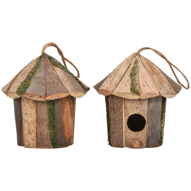 Nid d'oiseau extérieur en bois, cabane à oiseaux, maison de colibri,  dédouanement de accent d'oiseau sauvage, décor de nichoir de jardin,  artisanat à la maison, décor naturel - AliExpress