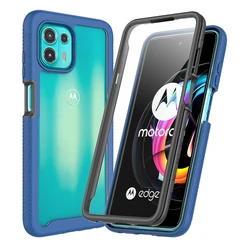 Protective Shockproof Case with 360 - Degree Full Coverage and Screen Protector for Motorola Edge 20 Pro and Lite (Dark Blue)