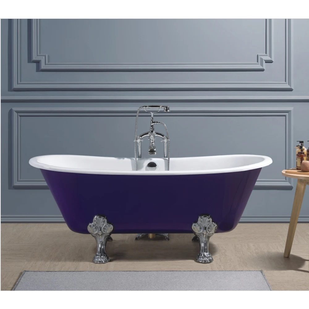 67" Freestanding Luxury Bathtub Cast Iron Double Ended Enamel Claw Paw Feet Tub Multi-Color Built sw1022