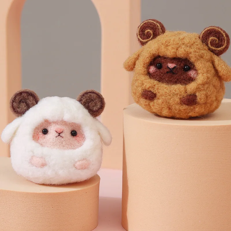 Sheep Wool Felt DIY Handmade Material Package Cartoon Handmade Festival Craft Funny Poke Poke Craft Felting Starter Kits Gift