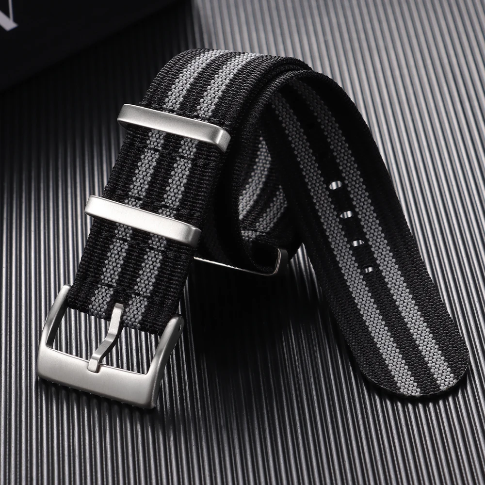 Ribbed Nylon Watch Band - Comfortable, Washable Military-Style Strap for Men & Women