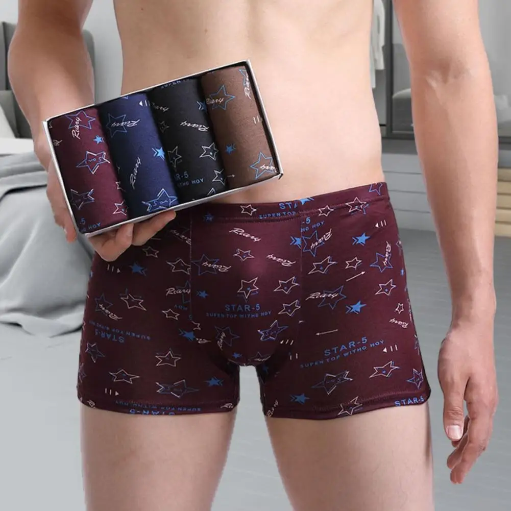 

Men's Panties 4pcs Printed Male Underpants Man Pack Shorts Boxers Underwear Fashion Sexy Mens Cotton Boxer Ultrathin Boxershorts