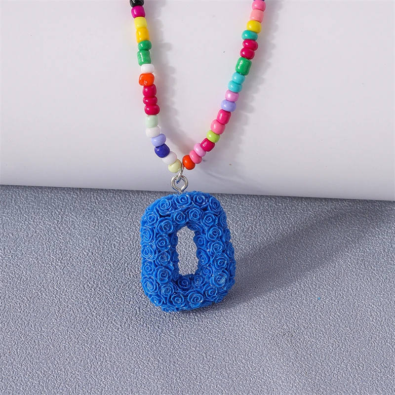 Böhmische 26 Brief A-Z Anhänger Halskette für Frauen handgemachte bunte Perlen Halskette Mädchen Party Festival Schmuck Geschenke – Detail 18
