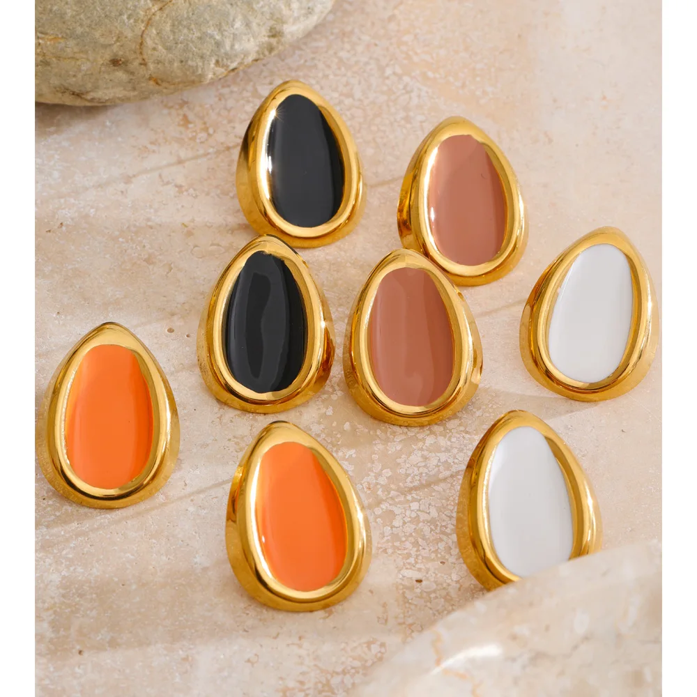 Yhpup Multi-Color Enamel Stud Earrings