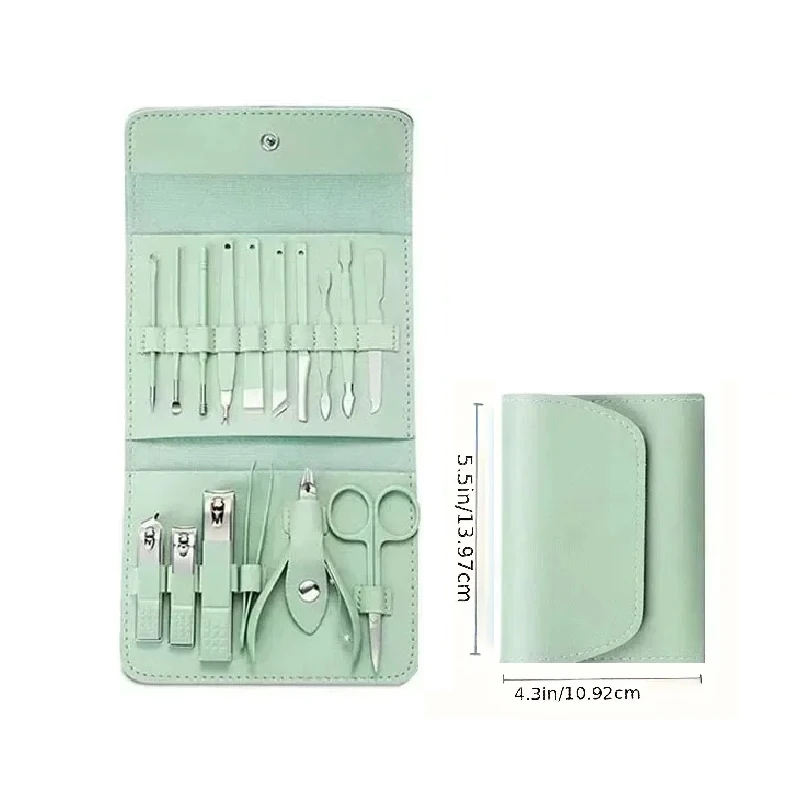 16Pcs/set Professional Nail Clippers Set Portable Travel Case Cuticle Nippers Grooming Pedicure Tool Kit for Men&Women Manicure 6