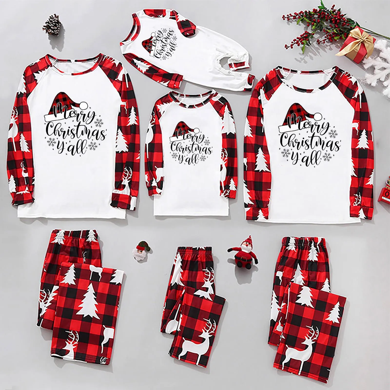 Nuevos conjuntos familiares a juego 2023, moda, cómodos pijamas navideños con estampado de dibujos animados para la familia, ropa de bebé de calidad, trajes cálidos