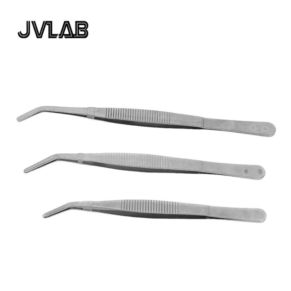 403 Stainless Steel 12.5cm Bend Tweezer JVLAB Craft Repairing Tool Clamp Clip