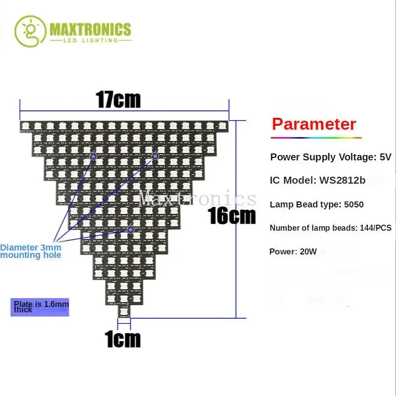 DIY Stitching WS2812B RGB LED Triangle Pixel Screen Panel Digital Modules Full Color Individually Addressable Programmable DC5V