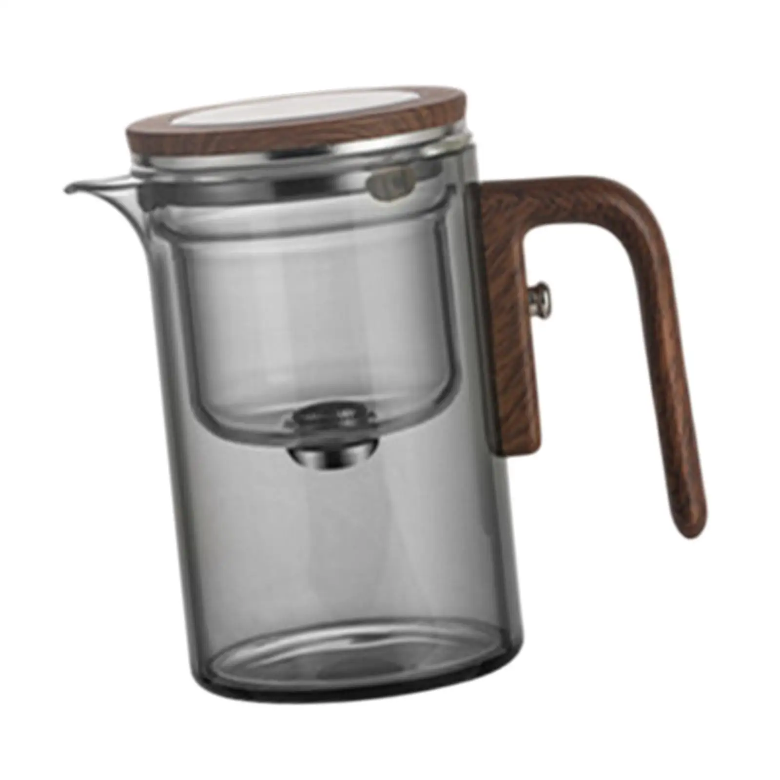 Glass Teapot Wooden Handle,Kettle for Loose Leaf Tea,Portable,Creative,Tea Gifts with Strainer Water Separation for Tea House