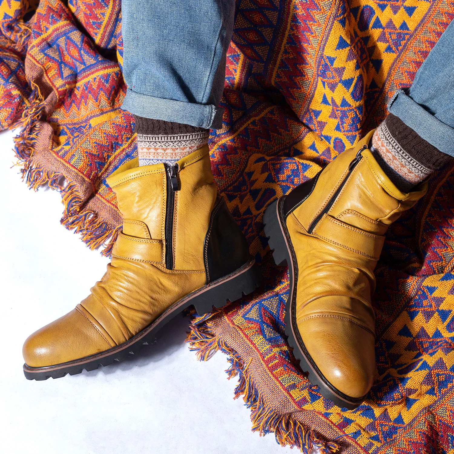 Men Boots Retro Wrinkle Mens Chelsea Boots Original Designer Waterproof Ankle Boots Oxfords Combat Boots for Man Plus Size Shoes