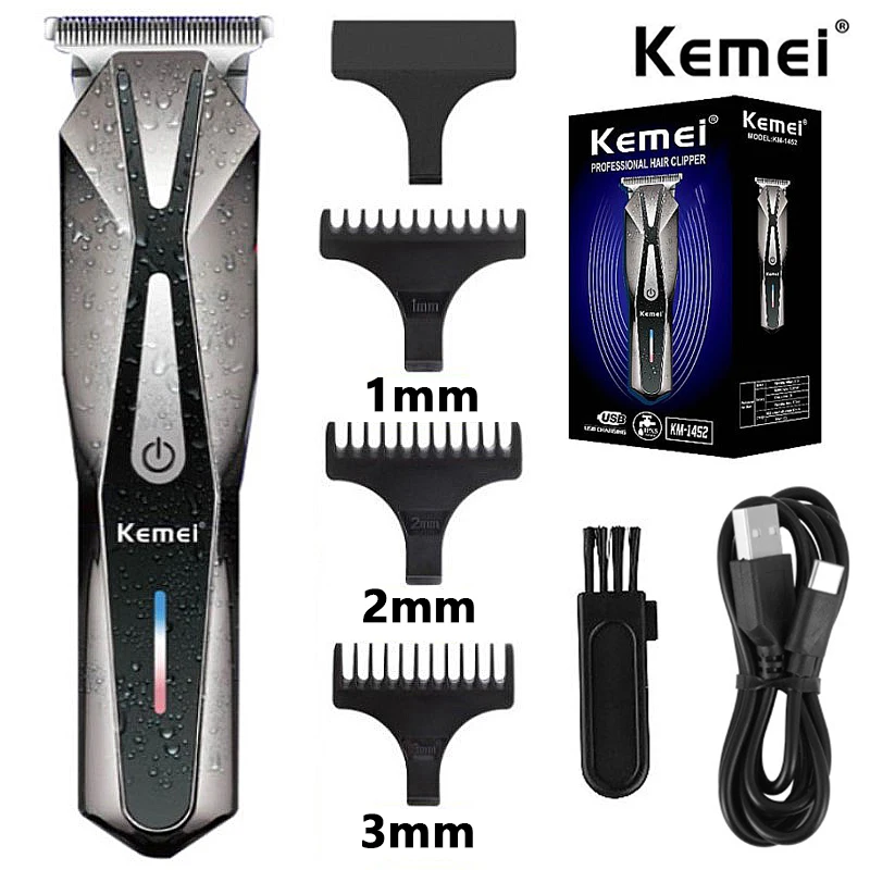 

Kemei 1452 Rechargeable Hair Clipper Professional Electric Hair Trimmer for Men Barber Hair Cutting Machine Cordless Beard Shave