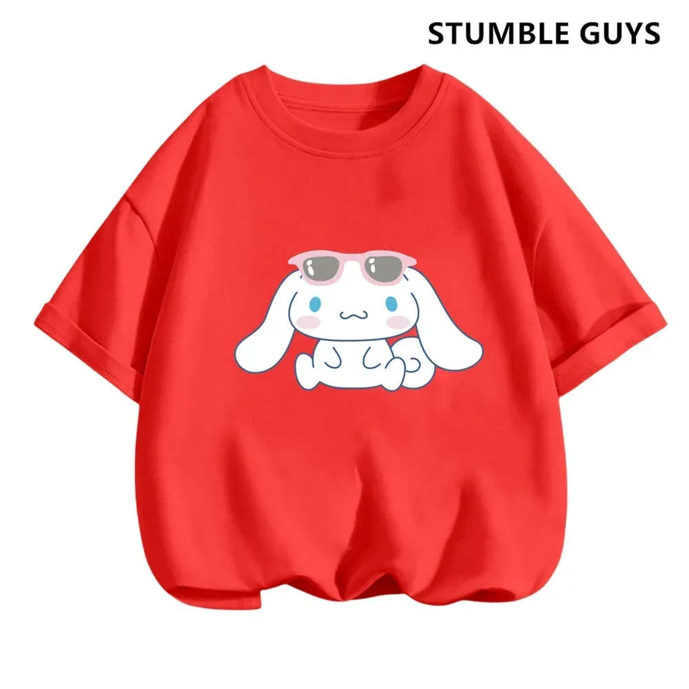 T Shirt Set Cinnamoroll T-shirt Set Sanrio Children's Short-sleeved Summer Y2K Clothes Girly Heart Soft Clothes Kawaii Birthday Gift