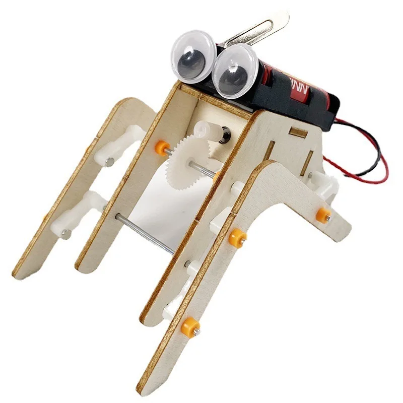 Immaginazione Robot ragno ambulante fatto a mano fai-da-te Robot bionico assemblare modello scienza tecnologia kit di esperimenti educativi in legno - immagine 5