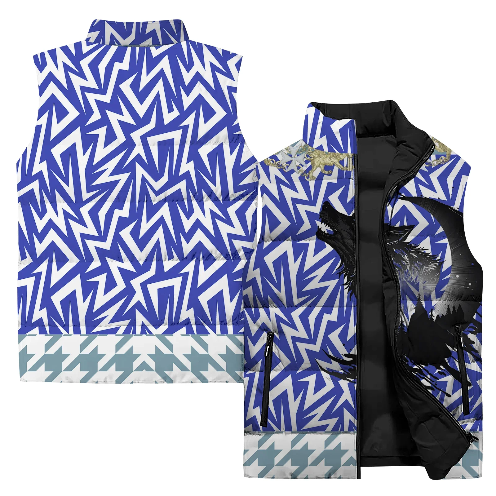 thumbnail image 1 of Chaqueta de invierno para hombre, chaleco para hombre, chaquetas para hombre, novedad de 2024, chaleco de algodón con estampado de tigre y Hellhound, chalecos, ropa, abrigos sin mangas, 1 of 5