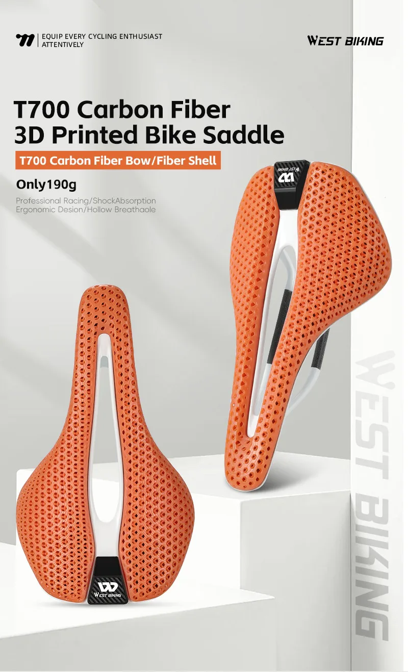 Description Picture 2 of itemWEST BIKING Carbon 3D Printed Bike Saddle 145mm Short Nose Racing Bicycle Seat Ultralight Comfortable Road MTB Cycling Saddle