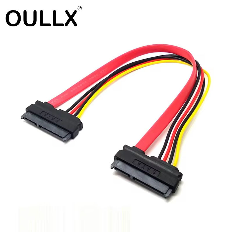 OULLX SATA Male to Female Adapter Cable Converter 22Pin Sata With 7pin+15pin FeMale to FeMale SATA Power Data Cable 30/50cm
