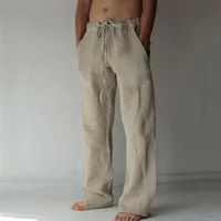 2024 Summer New Men's Cotton Linen Fashion Loose Wide Leg Pants Sports and Leisure Solid Color Large Size Pants M-4XL 2