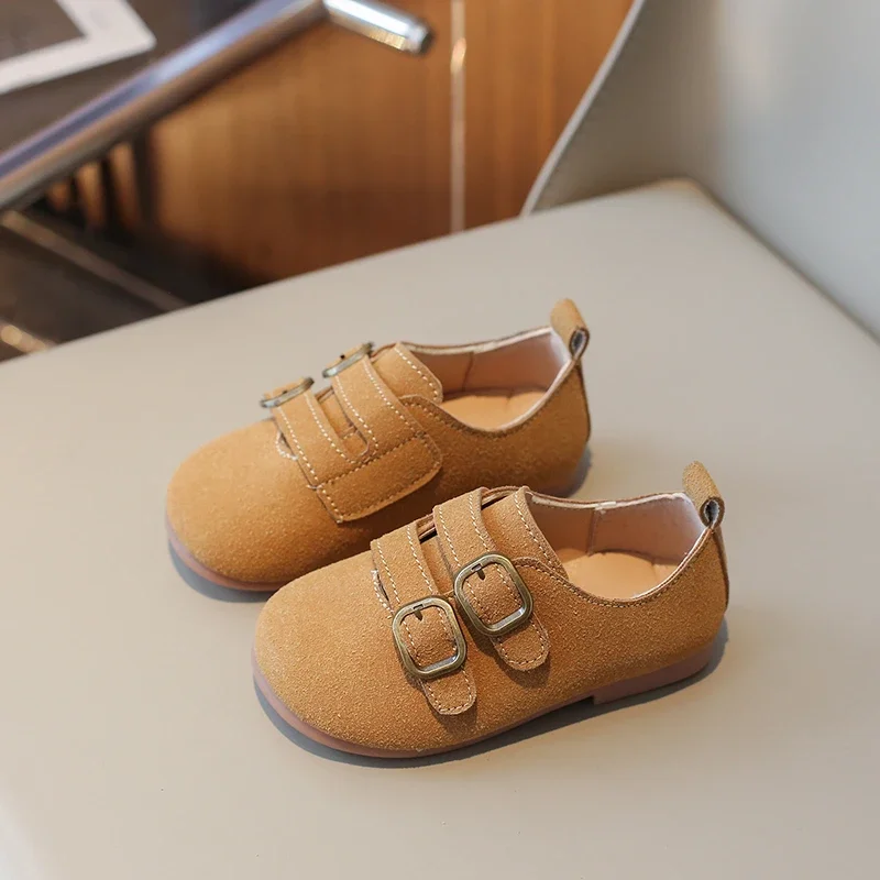 New Children's Leather Shoes Girls' Flat Shoes Fashion Spring Autumn Kids Boys Causal Mary Jane Solid Color Soft Bottom