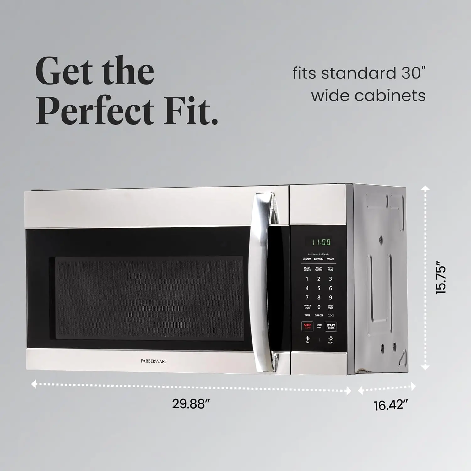 Over-the-Range Microwave Oven 1.7 Cu. Ft. 1000W Auto Reheat Multi-Stage Cooking Melt/Soften Feature Child Safety Lock 4