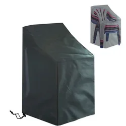 Outdoor Stacked Chair Waterproof Dust Cover - Garden Patio Furniture Protector - 64x64x120 70 (Black)
