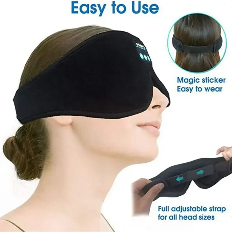 Bluetooth Sleeping Headphones 3D Eye Mask Wireless Air Travel 5.0 Headband Soft Elastic Comfortable Music Earphones 4