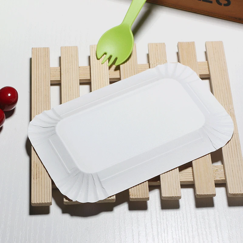 Rectangle round disposable dessert cake plate wedding party environmental protection paper plate tableware
