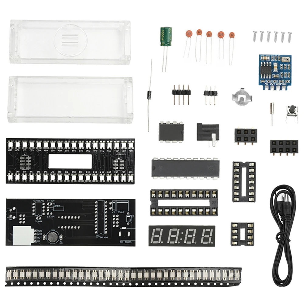 DC5V 0.28 Inch Colorful LED Rhythm Light Production Kit, Voice-activated Digital Clock, Electronic DIY Welding 5