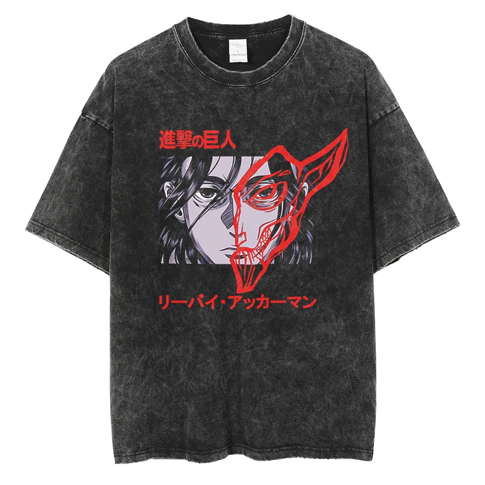 Harajuku Anime Attack On Titan Levi Ackerman Print Tee Men Women Comfortable T-shirts Casual Loose T Shirt Male Cotton Tshirt 6