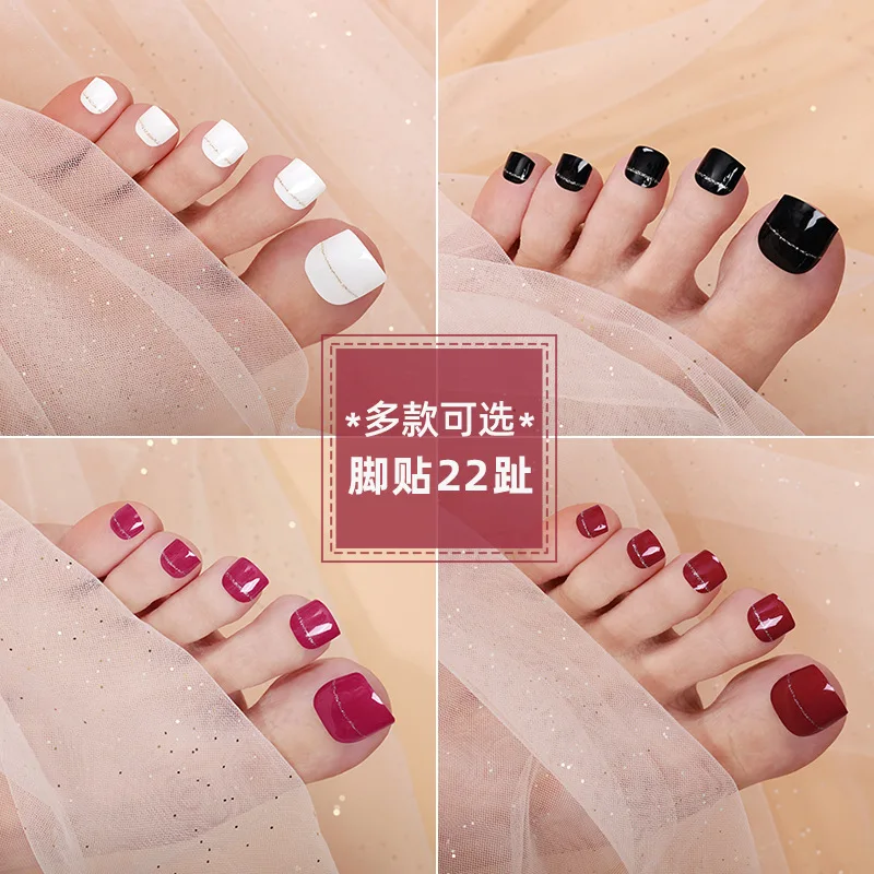 Nail Stickers Nail Art Tools 22 Tips Nail Polish Film Toe Sticker Solid Color Onion Powder Toe Nail Sticker Full Cover