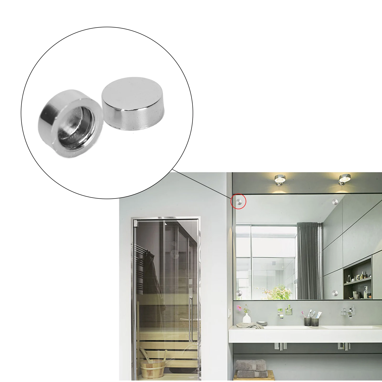 20PCS Zinc Alloy Mirror Screw Decoration Cover(14 mm cap surface + 4.7 hole washer) For Glass Decoration,Household Furniture