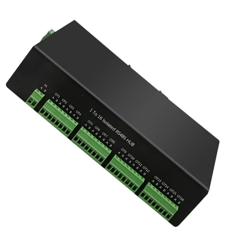 RS485 Hub 16-Channel RS485 Splitter 16-Port 485 Sharer Splitter 1 In 16 Out Industrial-Grade Isolated HUB