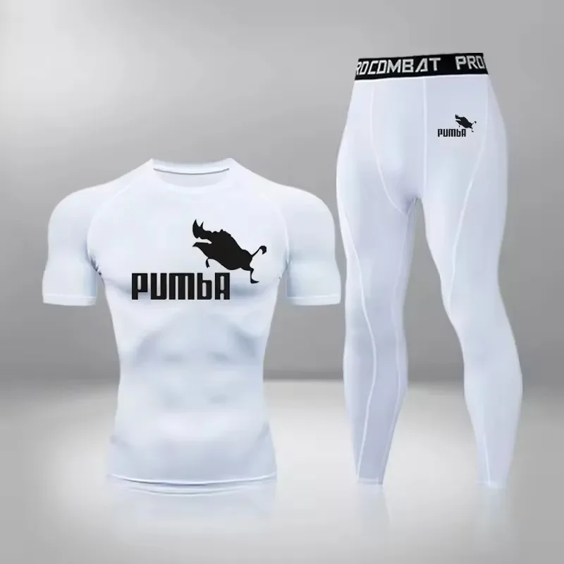 Joke The Pumba Printed Men's 2-piece Set Oversized Funny Graphic Tees for Men Summer Gym Fitness Running Set Tracksuit