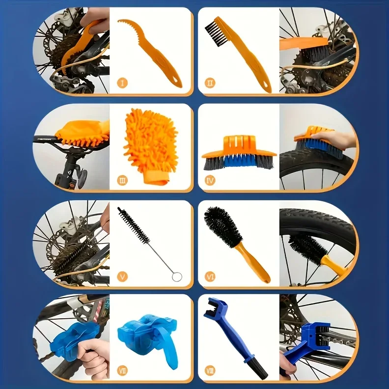 4 bis 10 Stück Fahrradketten-Reinigungsset PP Schwarz inklusive Bürsten Schabertuch für Mountainbike Perfektes Weihnachts-Thanksgiving-Geschenk – Detail 3